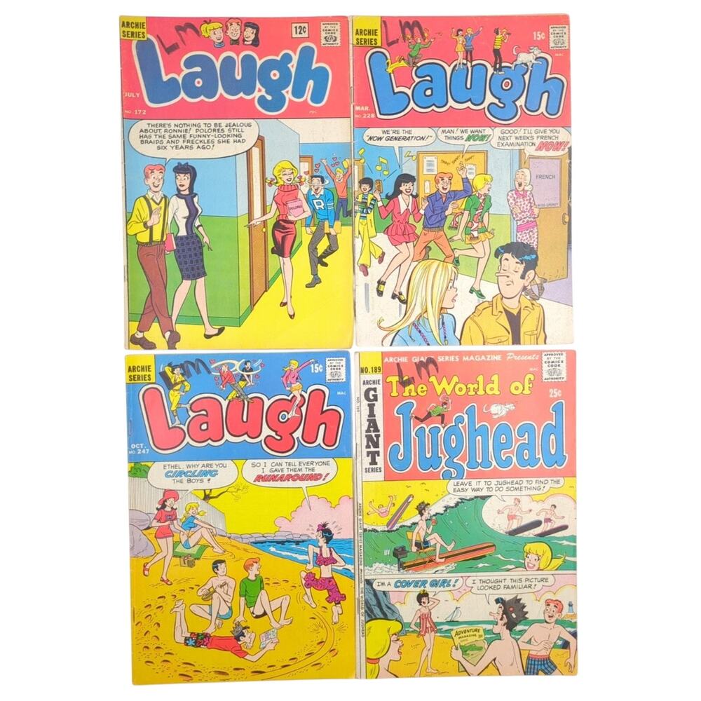 Archie Laugh & Jughead Comic Lot of 4 #172, 189, 228, 247 Archie Comics Bronze